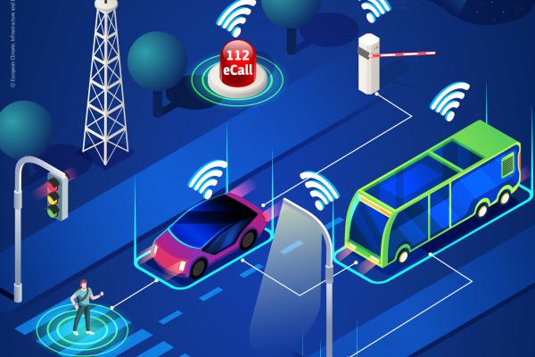 Isometric illustration depicting wireless communication and internet connectivity through various devices and signals.
